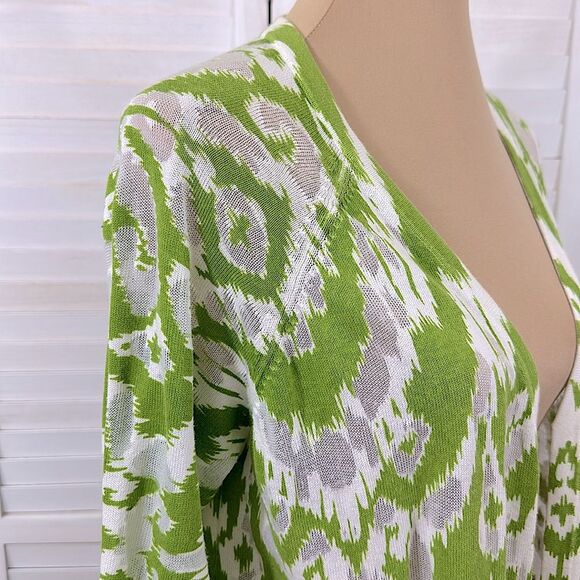Chico's Cardigan Size 1 (8) Tianna Ikat Burnout Long Sleeve - Picture 9 of 16